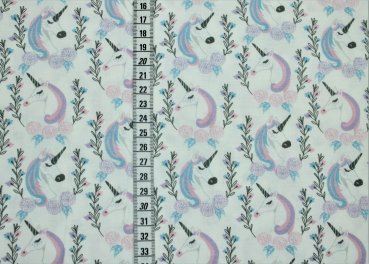 Baumwolle Webware Camelot Fabrics ENCHANTMENT Elegant Unicorns white